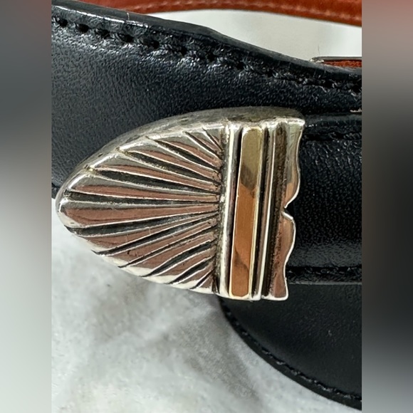 Genuine vintage ALEXANDER'S BELTS sterling silver with 14k black leather belt 26 - Picture 10 of 15